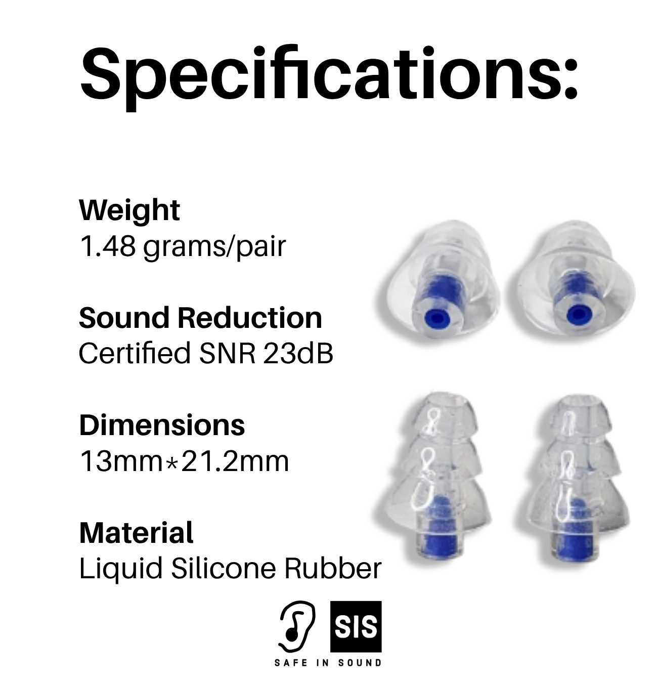 Safe In Sound High Fidelity Earplugs (NRR 23dB) for Music Festivals, Musicians, Drummers, DJ's, Nightclubs & Sporting Events